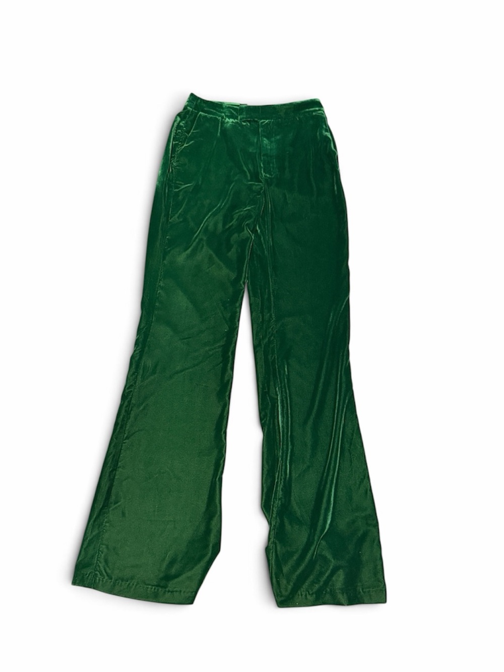 Women's Emerald Green Velvet Flare Pants NWT